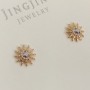 Xuping 18K Gold-Plated Ball Stud Earrings with White Benzil Crystal, 6.5 mm diameter +