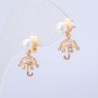 Stud earrings Umbrella Xuping 18K gold plating with white crystals and a bead, diameter 18x10mm +