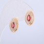 Earrings Xuping 18K Gold Plating with White Crystals and Red Crystals, Diameter 15x10 mm +