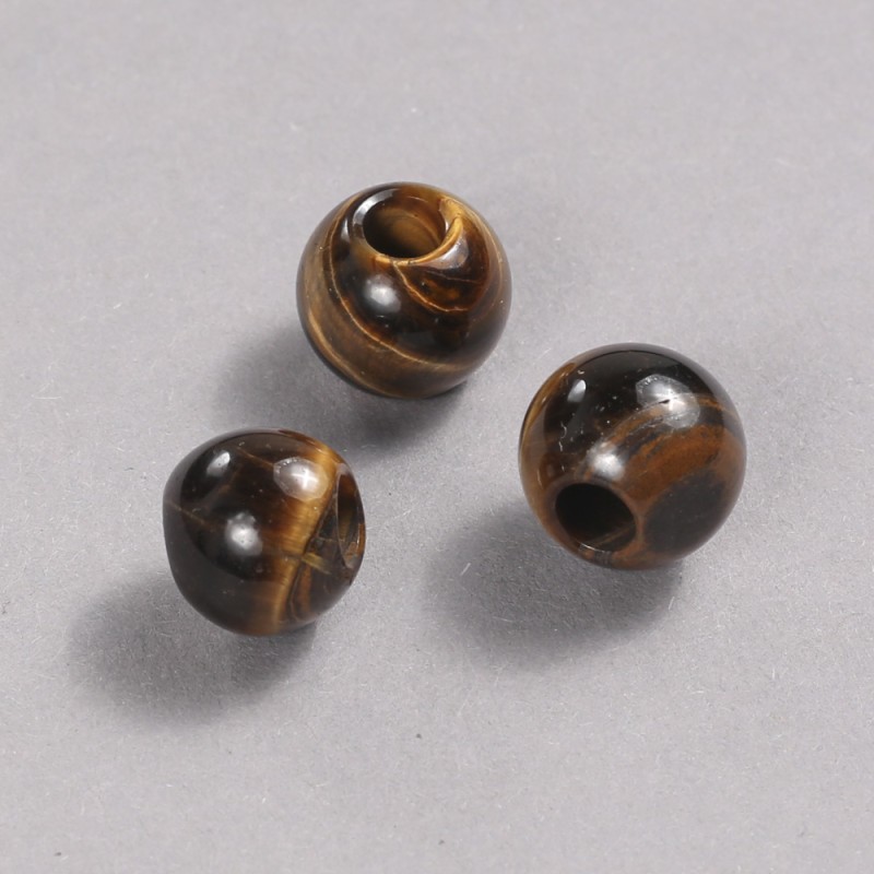 Pandora Bead, Natural Tiger's Eye Stone, 14x12 mm, Hole Diameter 5.5 mm