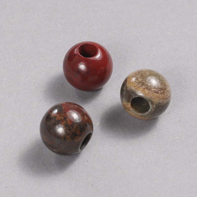 Pandora bead, natural red jasper, 14x12 mm + -, hole diameter about 5.5 mm +