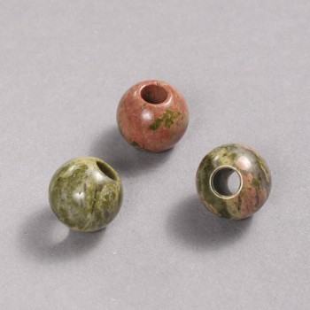 Pandora Bead Natural Stone Unakite Jasper 16x14mm + -, Hole Diameter 5.5mm +