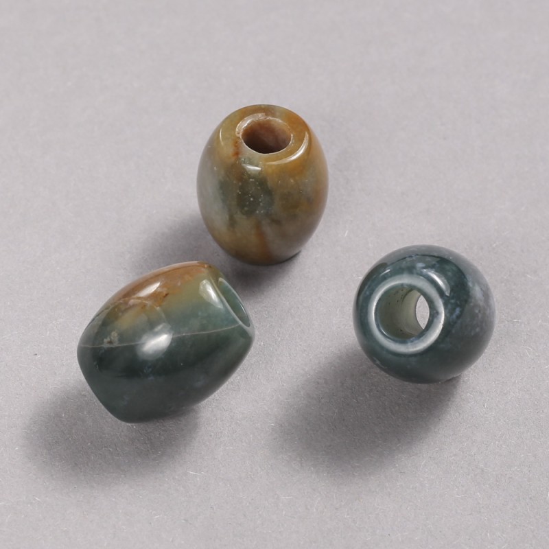 Pandora Bead, natural green jasper, 16.5 x 15.5 mm, hole diameter 5.5 mm