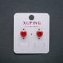 Heart Earrings Xuping with Red Crystal, 18K Gold Plating, 8 mm Diameter +