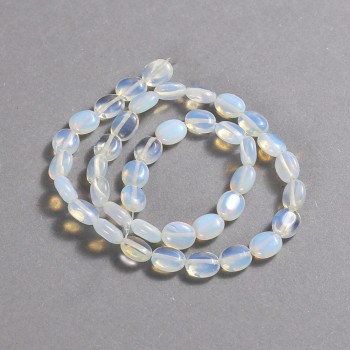 Moonstone Beads on Thread (Synthetic) Smooth Oval, 10x8 mm, Length 39 cm