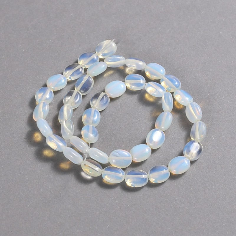 Moonstone Beads on Thread (Synthetic) Smooth Oval, 10x8 mm, Length 39 cm