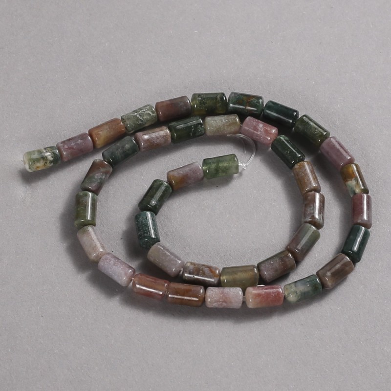 Beads on a strand of natural stone Multicolored Jasper, smooth cylindrical beads, diameter 10×6 mm, length 41 cm ±