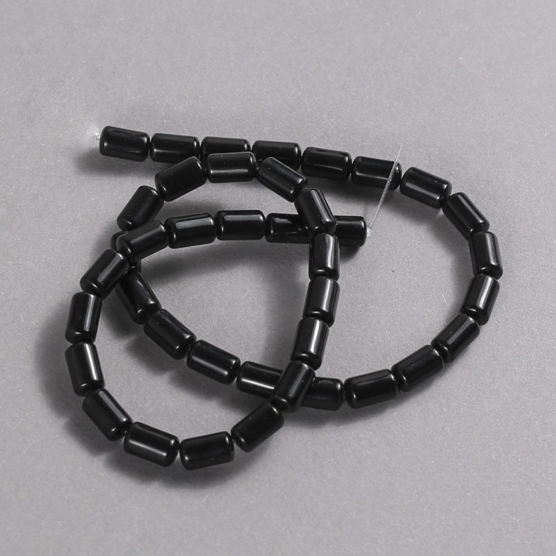 Agate Beads on Thread (Pressed). Smooth Cylinder, diameter 10×6 mm + -, length 41 cm +