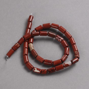 Beads on a strand of natural stone Red Jasper, smooth cylindrical, diameter 10×6 mm + -, length 41 cm +