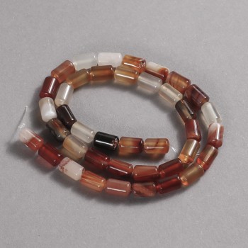 Carnelian Beads on Thread, Smooth Cylindrical Shape, Diameter 10x6 mm, Length 41 cm