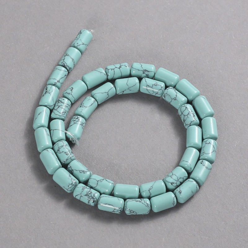Turquoise Beads, Smooth Cylinders, 10×6 mm, Length 41 cm