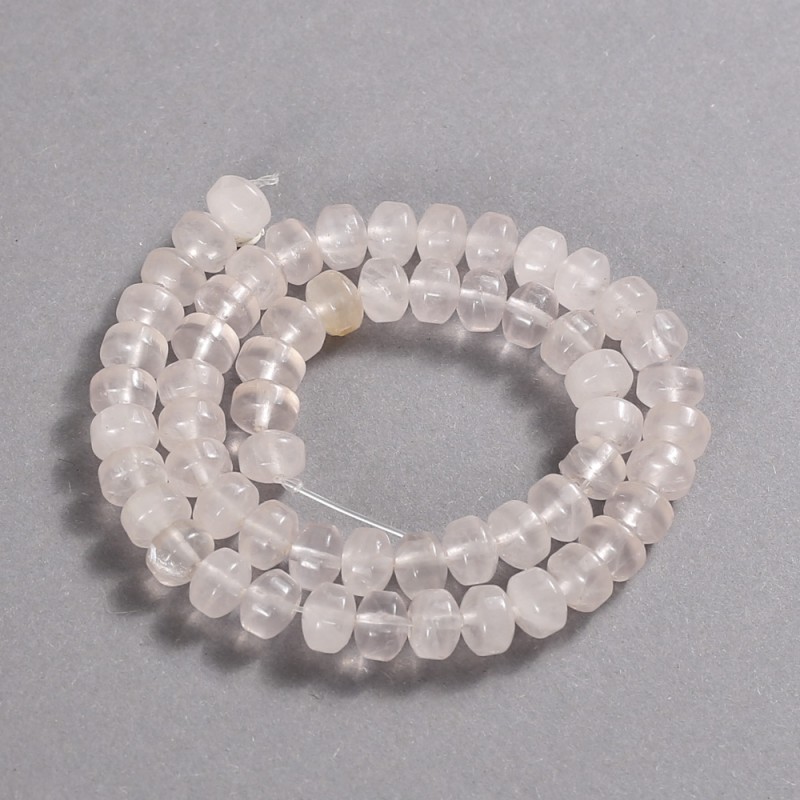 Beads on a strand of natural stone Pink Quartz, smooth rondelle, diameter 9x7 mm, length 39 cm