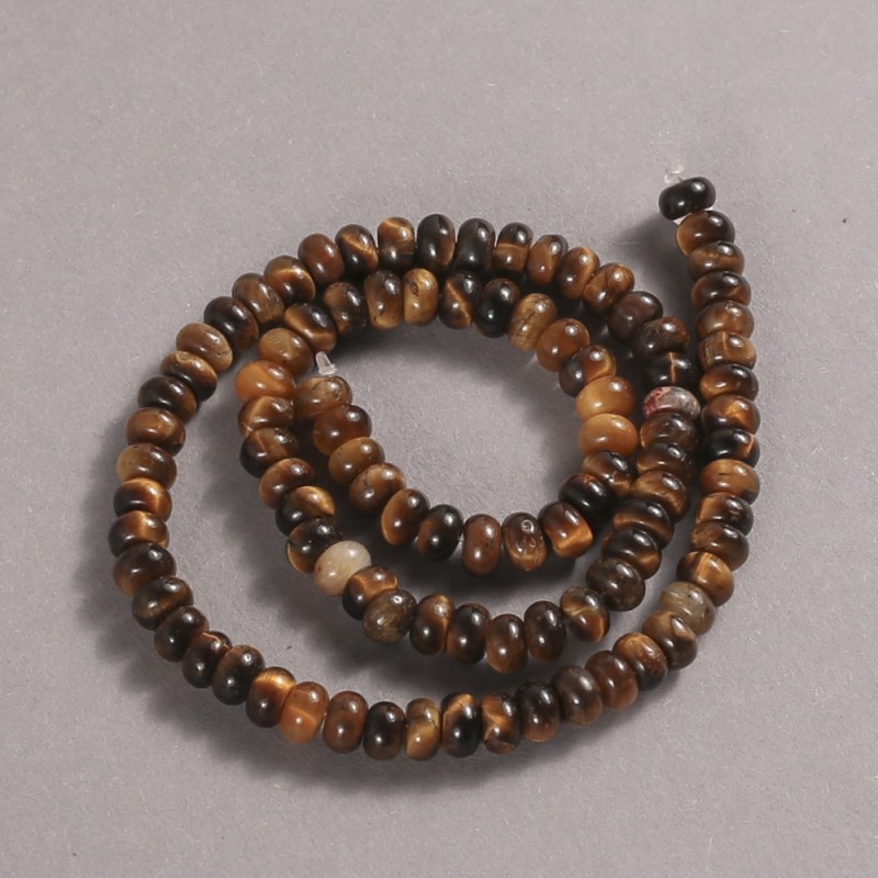 Tiger's Eye natural stone beads on a thread, smooth rondel, diameter 6x4 mm + -, length 39 cm +