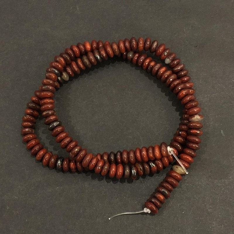 Beads on a strand of natural stone Red Jasper, smooth rondel, diameter 6x3mm + -, length 39cm +