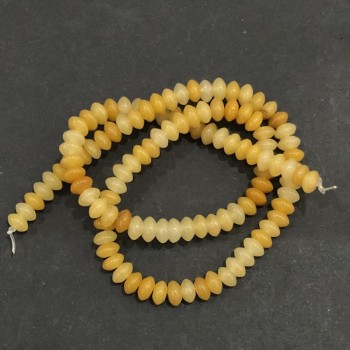 Beads on a thread of natural stone: Yellow agate, smooth rondelle, 6x3mm diameter, 39 cm length