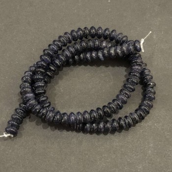 Beads on a string Aventurine Blue Sand "Night of Cairo" Smooth Rondel, 6×3 mm, length 39 cm