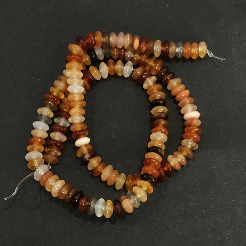 Carnelian Beads on a Strand, Smooth Rondelle, 6x3 mm, 39 cm Length