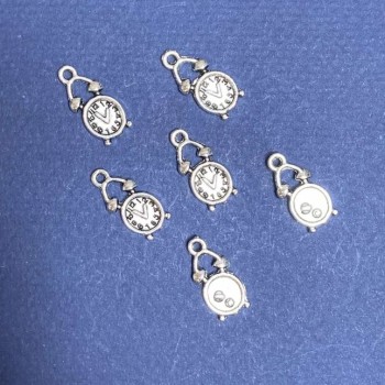 Discount! Pendant findings 'Alarm Clock' metal color 'Silver' finish 20 g +/- 20 pcs