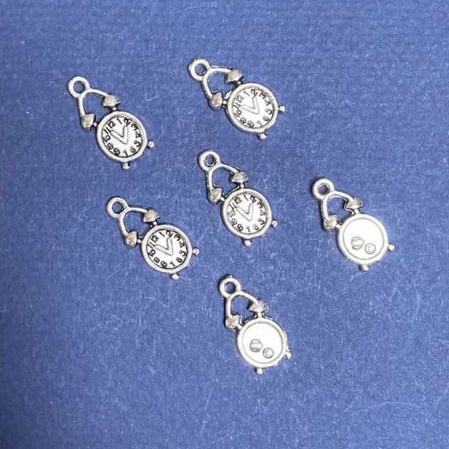 Discount! Pendant findings 'Alarm Clock' metal color 'Silver' finish 20 g +/- 20 pcs