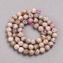 Rhodonite Beads on Thread, Natural Stone, Smooth Round Beads, Diameter 6.5 mm, Length 38 cm