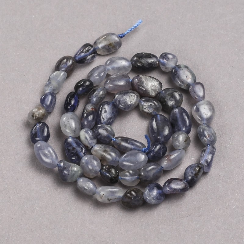 Beads on a thread of natural stone Iolite, faceted, diameter 8x6 mm, length 39 cm