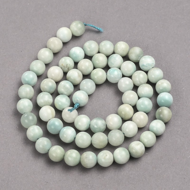 Larimar natural stone beads on a thread, smooth beads, 6mm diameter, 39cm length