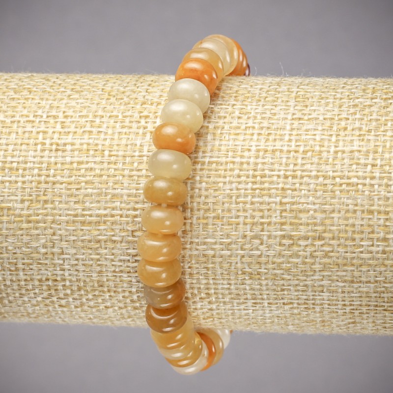 Elastic bracelet with yellow agate, smooth rondel beads, diameter 8×5 mm, length 18 cm