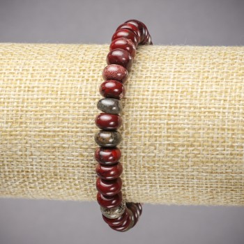 Elastic Bracelet with Natural Mookaite Jasper, Bead Size 8×5 mm, Length 18 cm