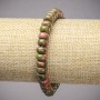 Elastic bracelet with natural stones: Jasper, Heliotrope, Unakite; smooth rondelles, diameter 8×5 mm, length 18 cm