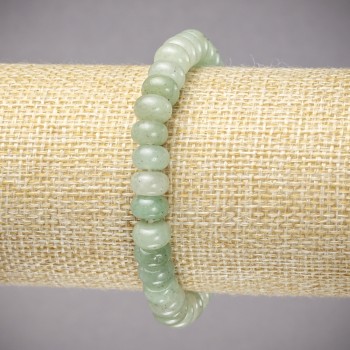 Elastic Bracelet with Natural Jade Rondelle Beads, Smooth Jade, Diameter 8×5 mm, Length 18 cm