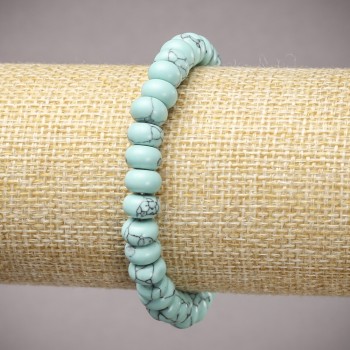 Turquoise Elastic Bracelet, Smooth Rondels, 8x5 mm, 18 cm length
