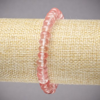 Elastic bracelet made of natural chalcedony — smooth rondel beads, diameter 8x5 mm, length 18 cm.