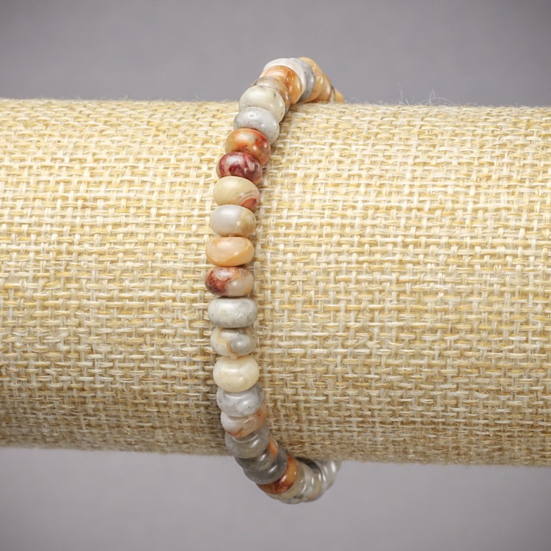 Elastic bracelet made of natural Moroccan Agate, smooth rondel beads, diameter 6x4 mm ±, length 18 cm ±
