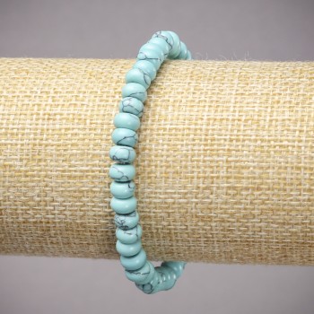 Elastic Turquoise Bracelet (named after) smooth rondel, diameter 6×4 mm, length 18 cm