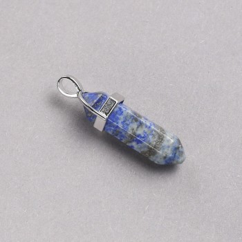 Hexagon-Shaped Pendant with Natural Lapis Lazuli Stone 41x8 mm+