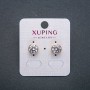 Xuping Earrings - Stud Earrings with 18K Gold Plating and White Crystal, 9 mm diameter +