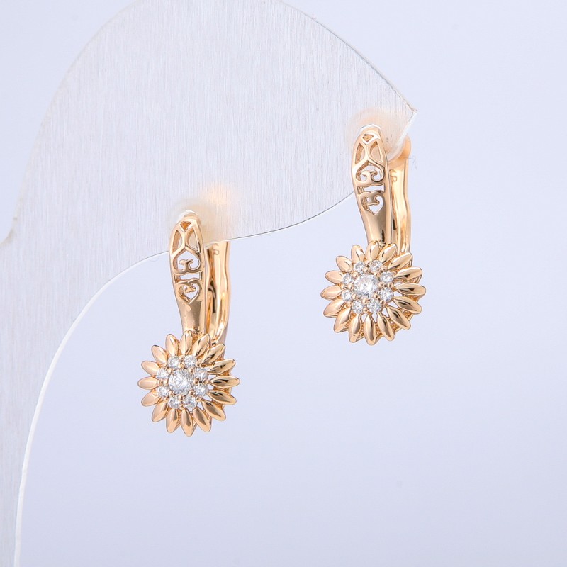 Earrings Xuping 18K Gold Plating with White Crystals