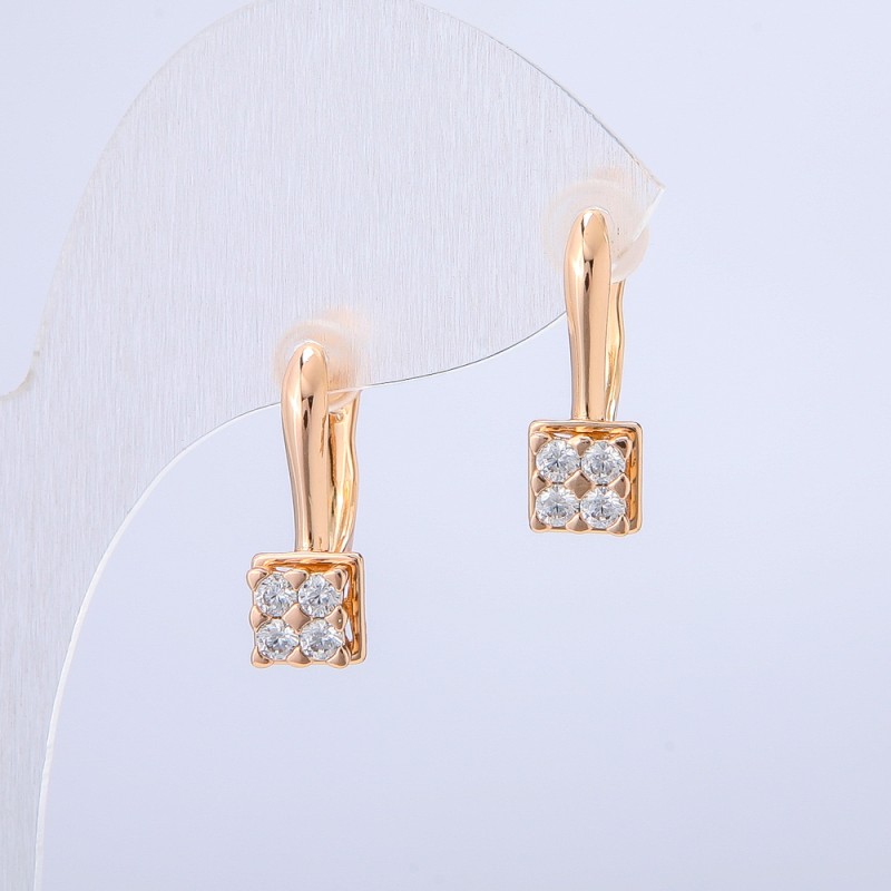 Xuping Earrings 18K Gold Plating with White Crystals, Diameter 18x8mm +