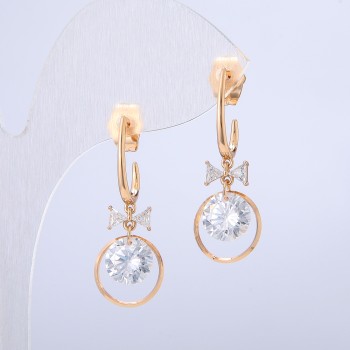 Xuping Earrings in 18K Gold Plating with White Rhinestones and Crystals