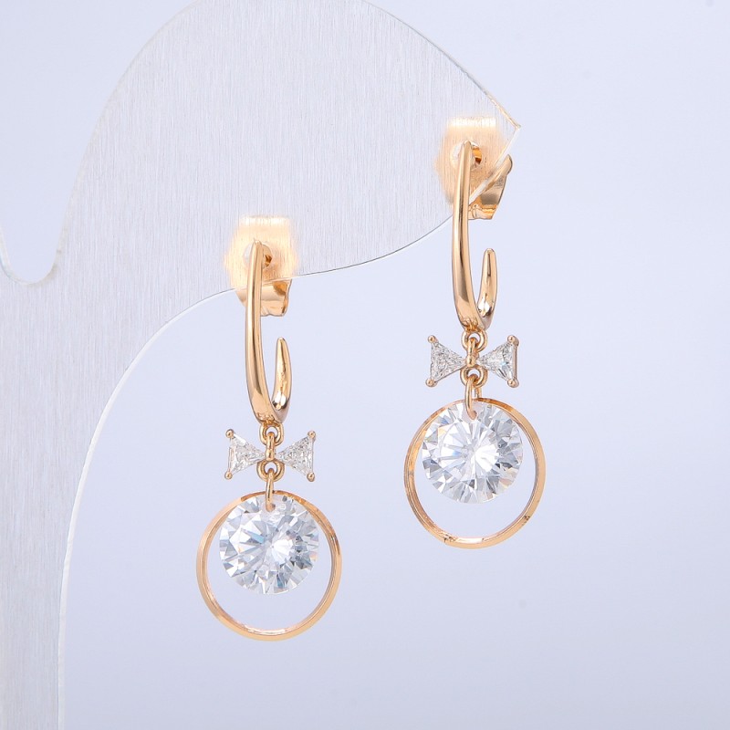 Xuping Earrings in 18K Gold Plating with White Rhinestones and Crystals