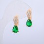 Earrings Xuping 18K Gold Plating with White Crystals and Green Crystal, Diameter 20x6 mm+