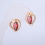 Xuping 18K Gold-Plated Earrings with White Crystals and Red Crystals, Diameter 16x14mm +