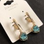 Earrings Xuping 18K Gold Plating with Blue Crystals, 10x26 mm diameter +