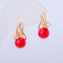 Xuping 18K Gold Plating Earrings with White Crystals and Red Seed Bead, Diameter 19x8mm +