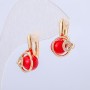 Earrings Xuping 18K Gold Plated with White Crystals and Red Bead, Diameter 18x10 mm +