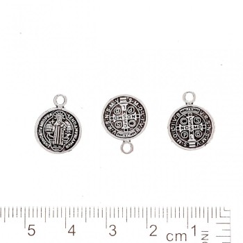 Pendant finding 'Saint', metal color 'silver', diameter 12 mm, packaging 20 g ± 35 pcs
