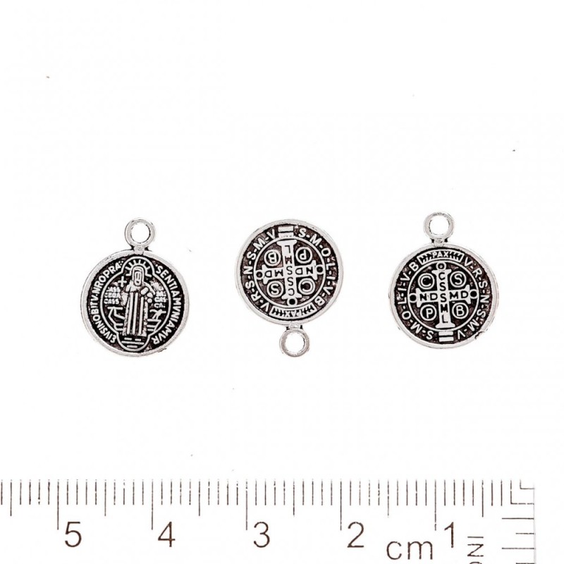 Pendant finding 'Saint', metal color 'silver', diameter 12 mm, packaging 20 g ± 35 pcs