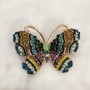 Sale! Butterfly Brooch in golden-rose metal, multicolored crystals and a green bead 46x34mm +