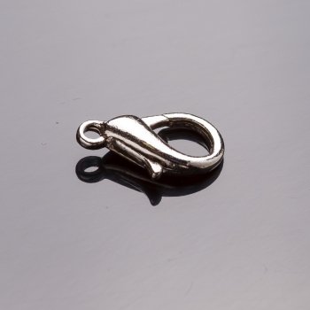 Price per pack / 10 pcs. Carabiner clasp 1.6×0.8 cm gray metal