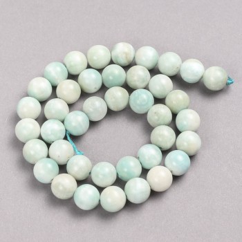 Larimar Beads on Thread, Natural Stone, Smooth Round Bead, 10mm Diameter, Length 39cm +/-